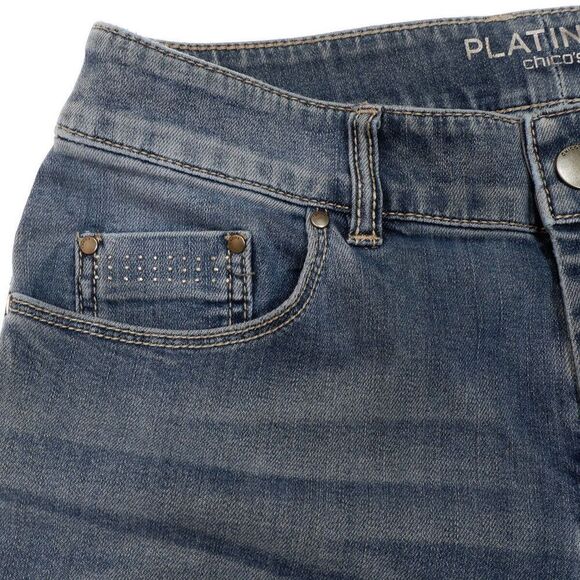 Chicos Slim Leg Jeans Size 00 (2) Womens Medium Wash Blue Denim Stretch 27x26 - Picture 11 of 13
